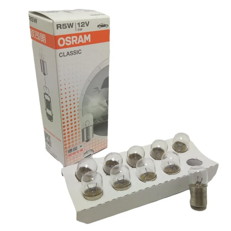 OSRAM 5007 R5W Bulbs 10-Pack – 12V 5W License Plate Light Replacement, BA15s Base