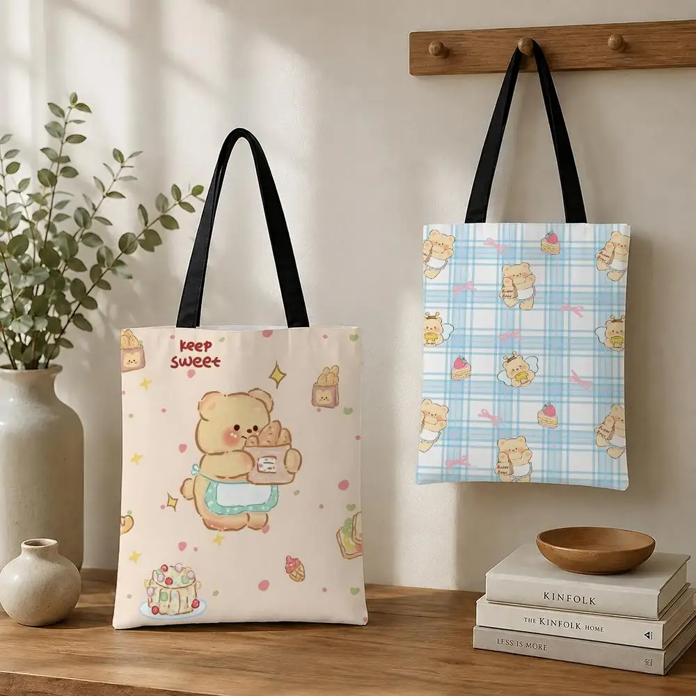 Butter Bear Storage Bags Canvas tote bags reusable shopping bags perfect for work daily commutes