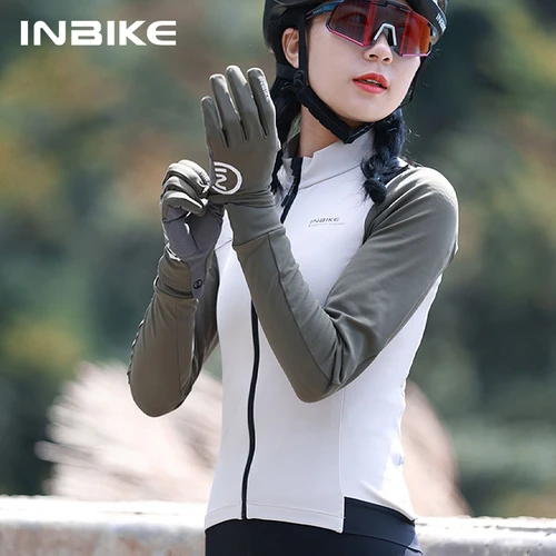 Imagen 2 del producto INBIKE-Camiseta de manga larga de lana para mujer, traje térmico de ciclismo para otoño, chaqueta para bicicleta de montaña y carretera, ropa de montar a prueba de viento, invierno