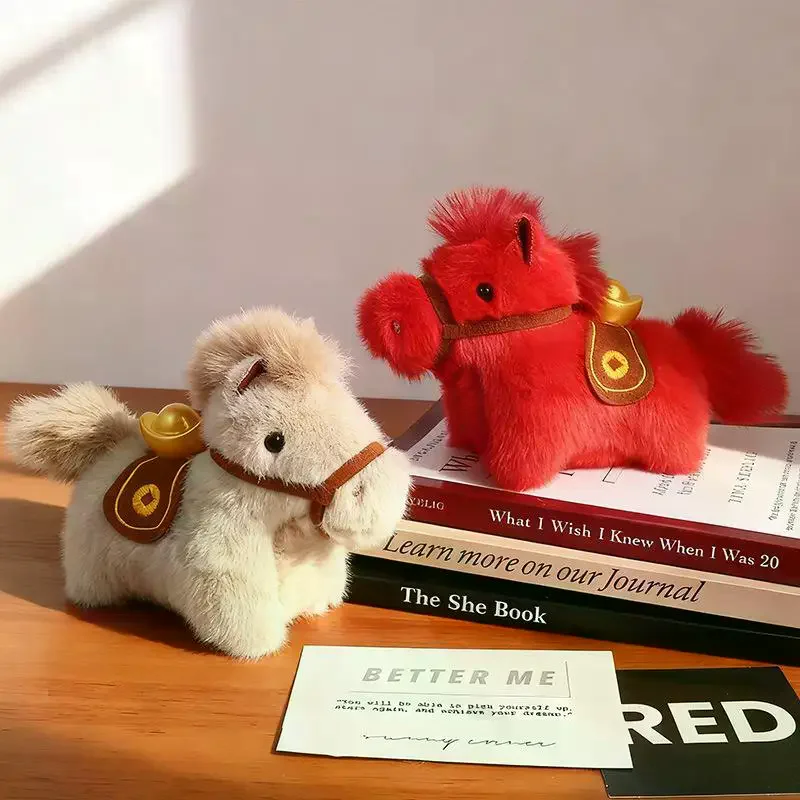 Het jaar van paard mascotte sleutelhanger Chinees Nieuwjaar 2026 hanger schattige cartoon pluche pony sleutelhanger lente festival feestartikelen