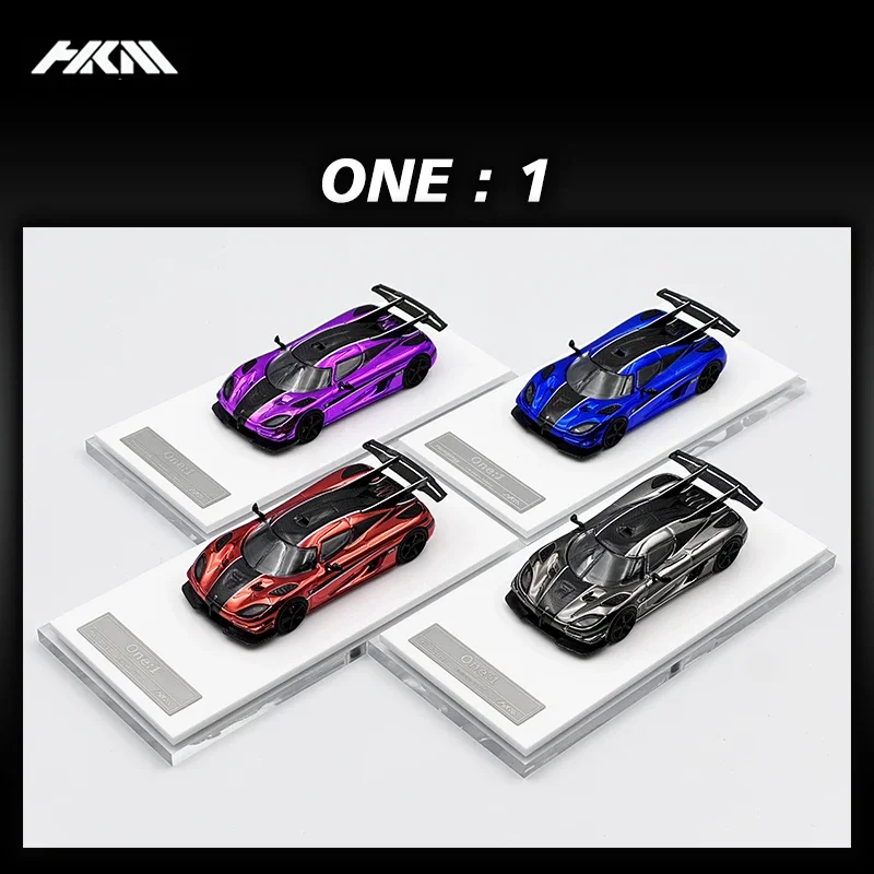 In Stock 1:64 HKM  Agera ONE 1 Chrome Carbon Diecast Diorama Car Model Collection Miniature Toys