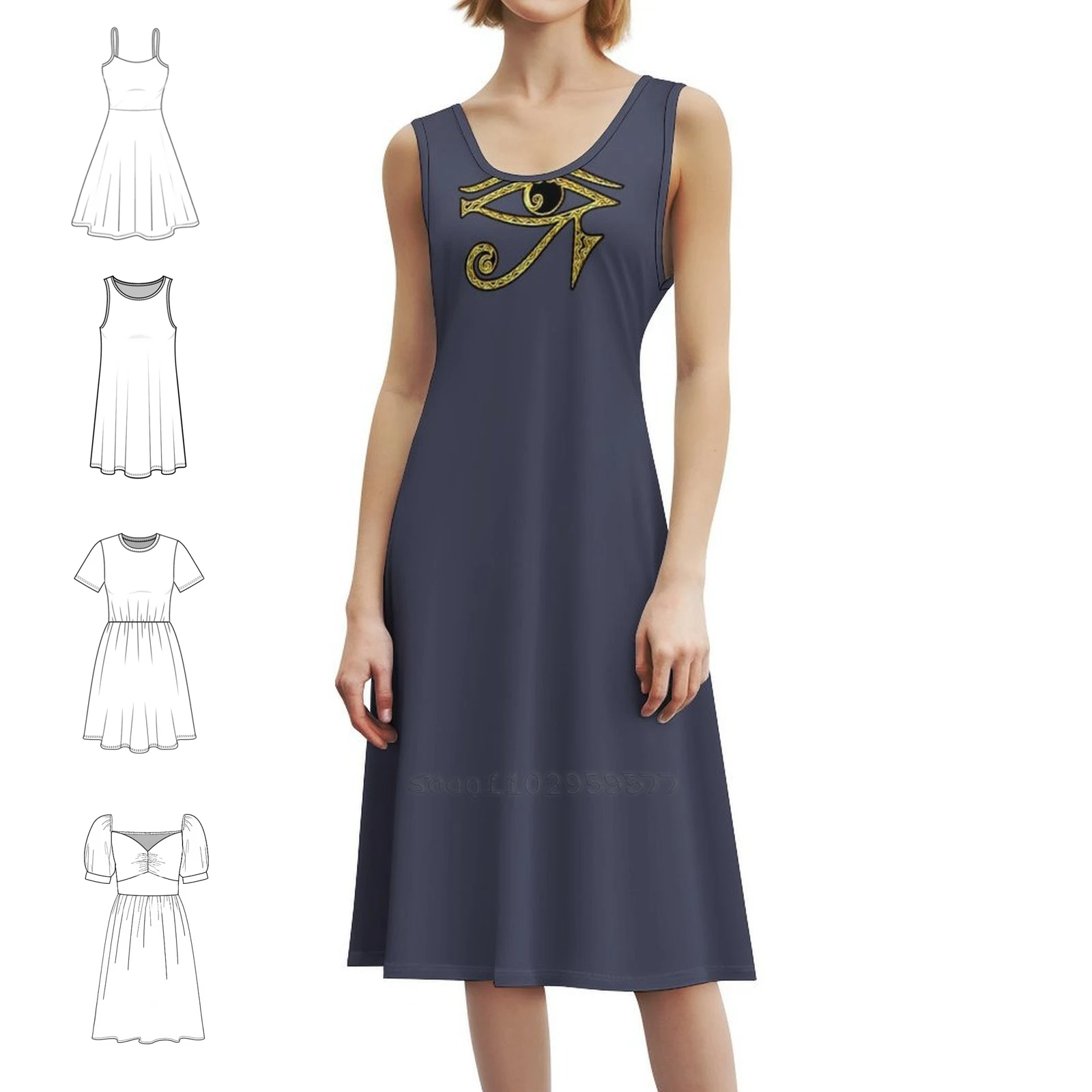 

Eye Of Horus Amulet Egyptian Mythology Symbol Horus Eye Floral Smock Dress For Women Spring Summer Casual Dress For Party Eye