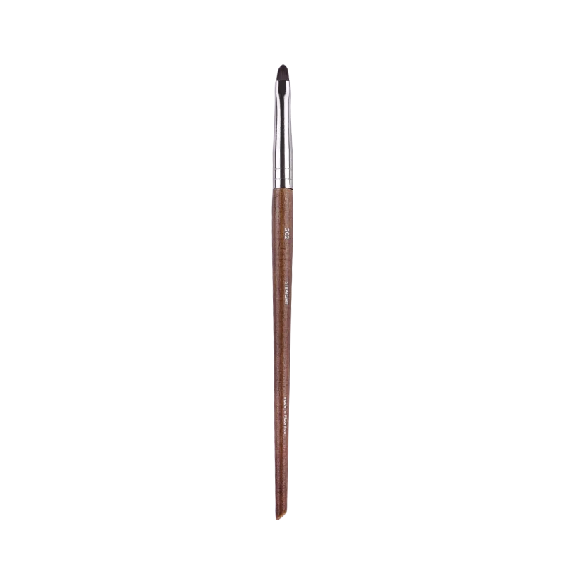 MUF-serie make-upborstel MUF202 eyelinerborstel Vezelharen Bruin massief houten borstelhandvat Detail eyelinerborstel Beauty Tool