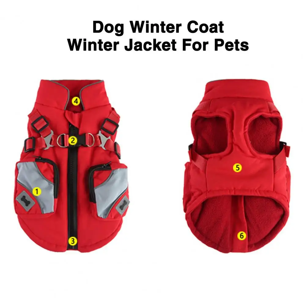 

Snack Pocket Pet Jacket Pet Winter Jacket Cozy Winter Dog Jackets with Harness Reflective Design for Small Medium Pets Soft Warm