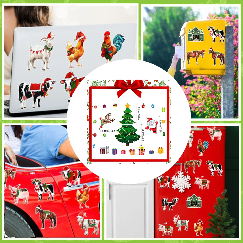 

Магнитная рождественская елка для декора дверей холодильника с Санта-оленем, праздничные магниты, праздничные наклейки на холодильник, гараж