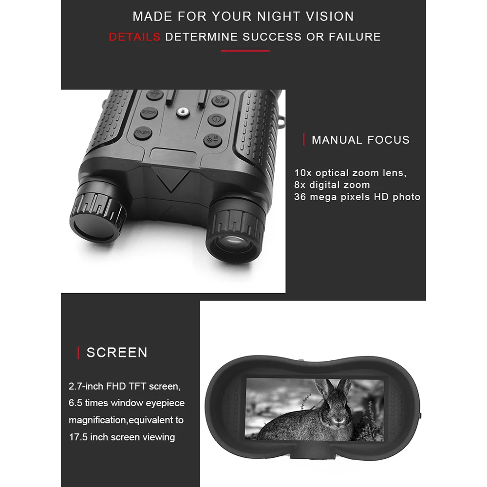 NV8160 NV8000 Binoculars Head Mounted Tactical Helmet Vision Goggles 8X Digital Zoom for Outdoor Hunting