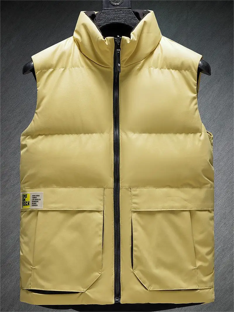 

L-6xl 7xl Men' Sleeveless Jackets Waterproof Winter Outdoor Vest Male Padded Coats Men Stand Collar Warm Plus Size Waistcoats