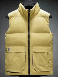 L-6xl 7xl Men' Sleeveless Jackets Waterproof Winter Outdoor Vest Male Padded Coats Men Stand Collar Warm Plus Size Waistcoats