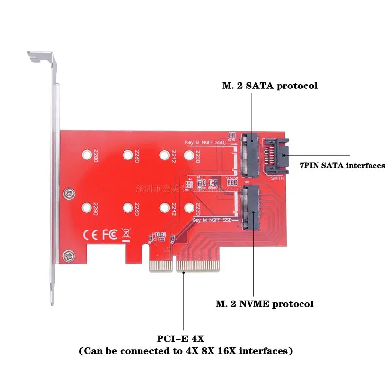 M. 2 Dual Disk to Desktop PCI-E x4 Adapter Card NVME NGFF SATA Protocol Dual Hard Disk Expansion Card