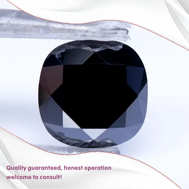 

J-Moissanite Stone Natural Black Color Cushion Cut Lab Grow Diamond for DIY Ring Necklace Earring Material with Certificate