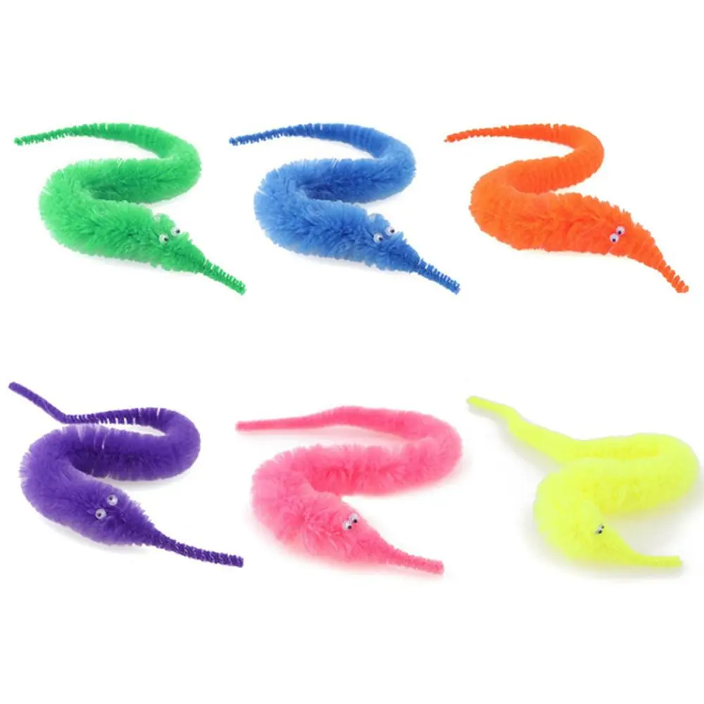 12 Pieces Twisty Worm Magic Toys Party Favors Fuzzy Worm On A String Christmas Halloween Wizard New Strange Trick Toys For Kids