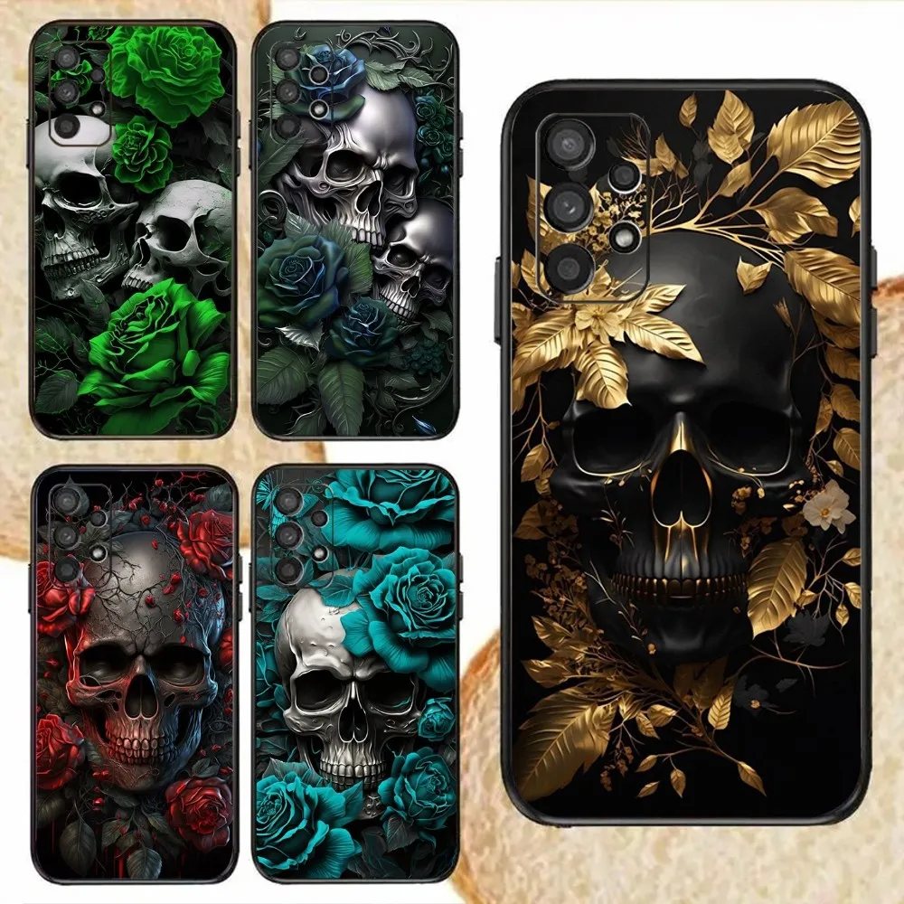 Beautiful Death Gothic Fashion Skull  Phone Case For Samsung Galaxy S24,S20,S21,S22,S23,Fe,Lite,Plus,Ultra,Note Shell