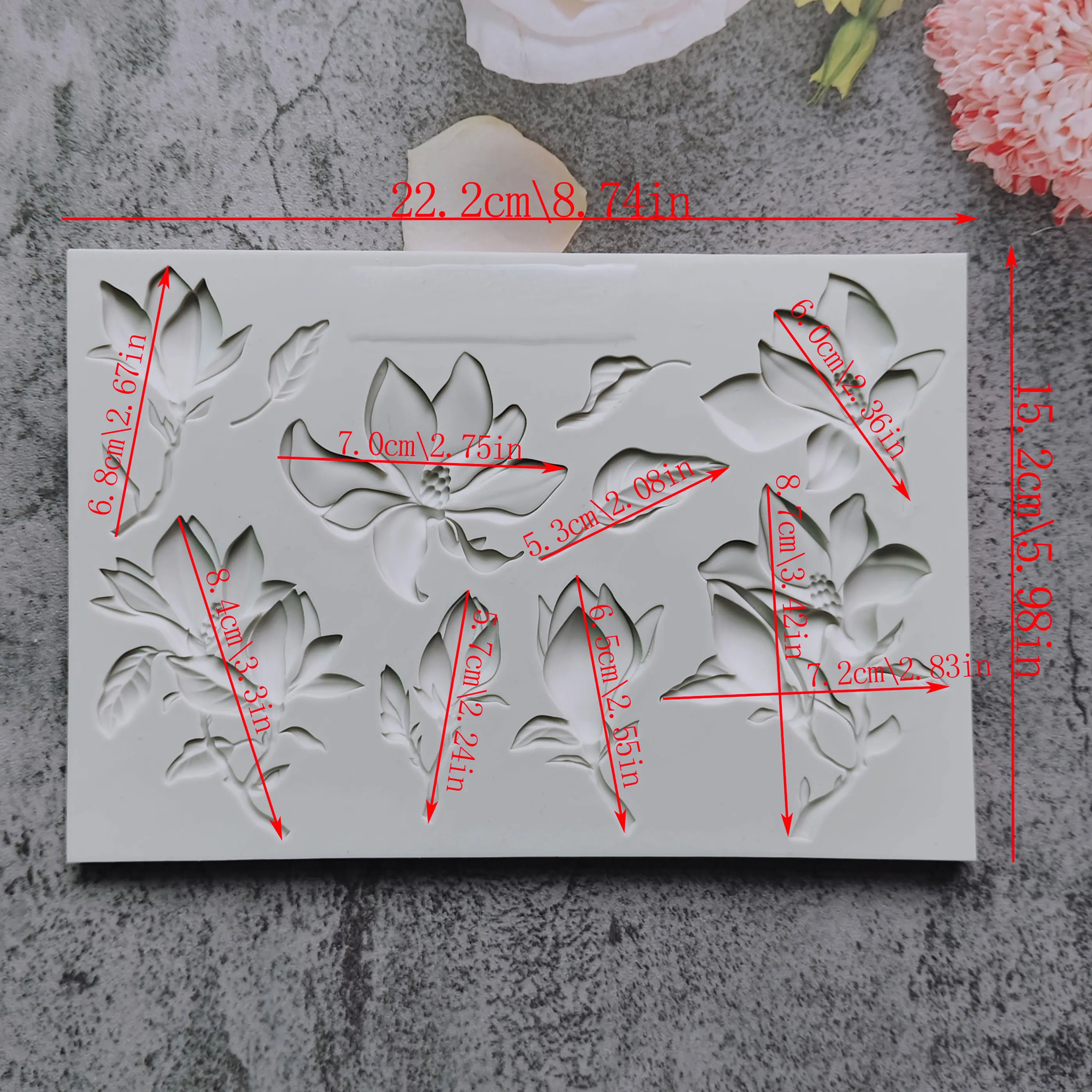 Magnolia Grace - Flowers Silicone Mould Fondant Cake Tool Gumpaste Mould, Sugarcraft, Chocolate Forms,Kitchen Accessories