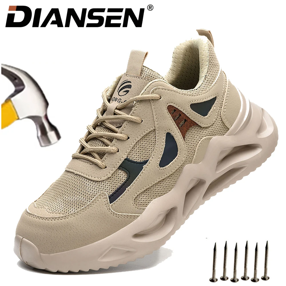 

Safety Toe Boots for Men Cushioned Adjustable Work Sneakers Slip on Steel Toe Shoes Water Resistant Anti-Puncture Safety Shoes