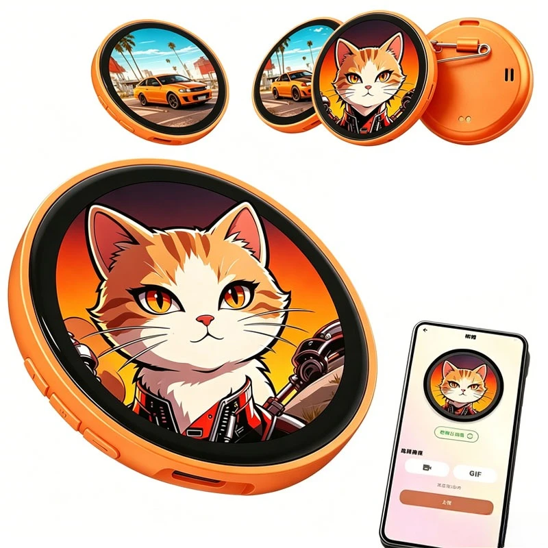 

HD Touch Screen Digital Electronic Badge with Video and GIF Display for Backpack Cosplay Conference Sturdy Unique Gift