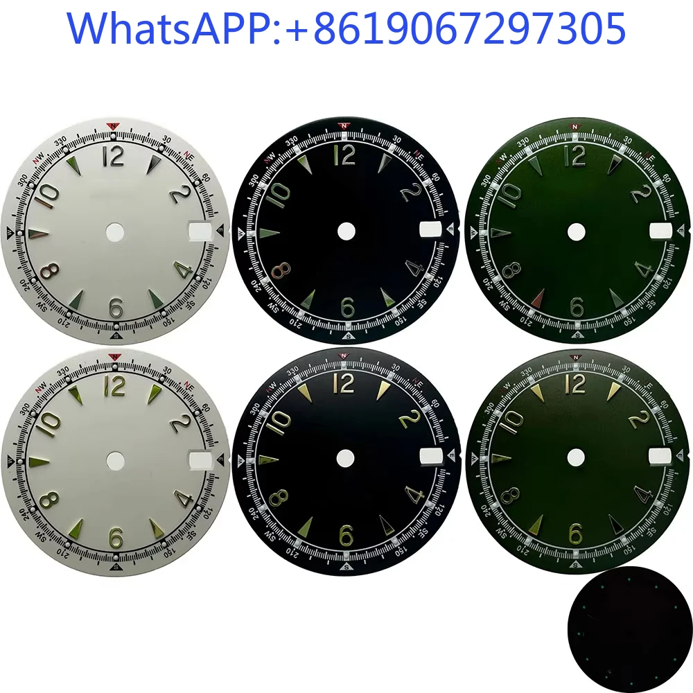 الرجعية Alpinist الطيار ماتي العربية الأرض ساعة الطلب مناسبة ل NH35/36 الحركة التلقائية الأخضر لوم الأيدي حالة وزارة الدفاع أجزاء