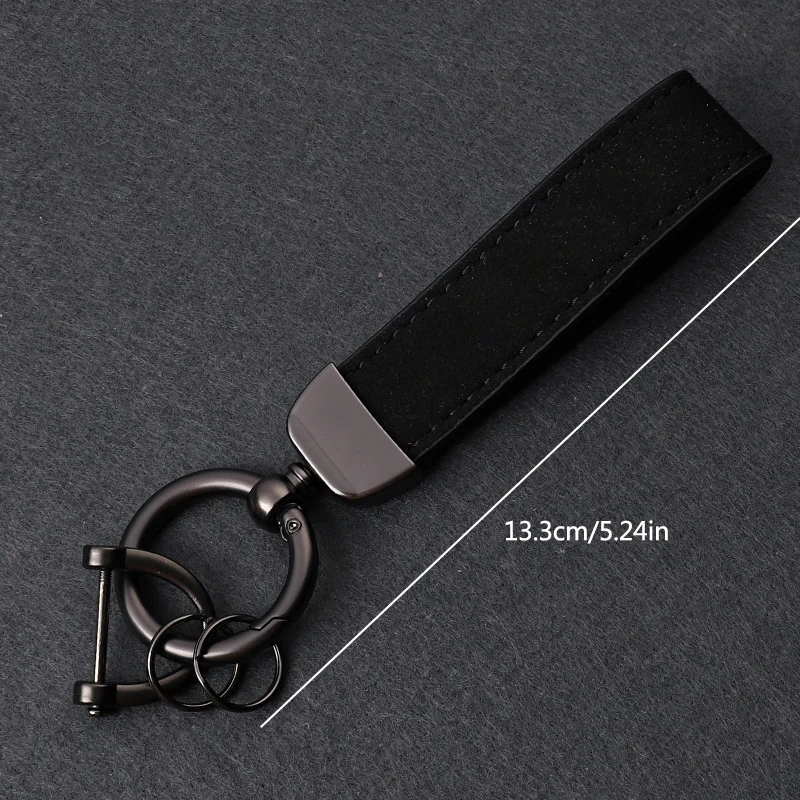 Solid Color Keychain Suede Leather Car Business Metal Keyring Head Multi-color Optional Key Buckle Ring Chain Gift Accessories 2