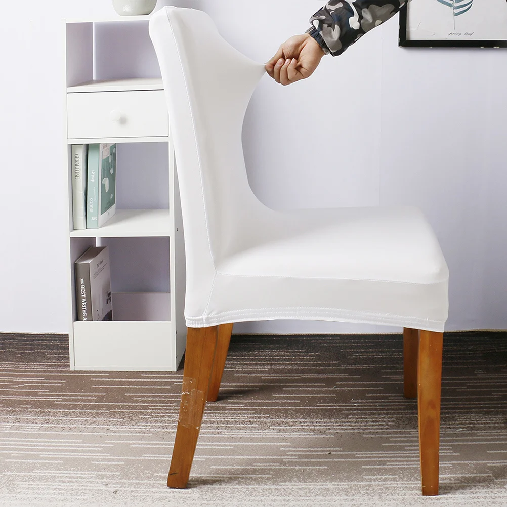 

PU Elastic Stretchy Chair Cover White Protective Removable Seat Clean for Banquet Party Office Stretchy Chair Cover