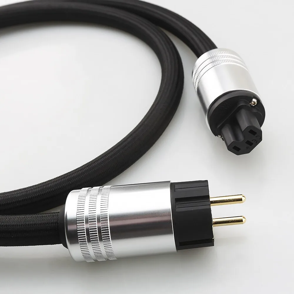 Audiocrast 6.0mm² OFC HiFi Power Cable with Gold Plated Connector EU US Plug High-End Audiophile AC Mains Power Cord