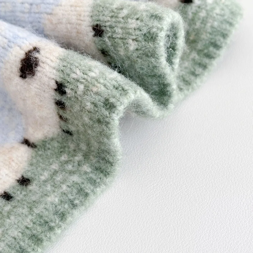 Versatile Cute Sheep Printed Knitted Scarf Soft Windproof Warm Shawl Cold Proof Neck Warmer Winter