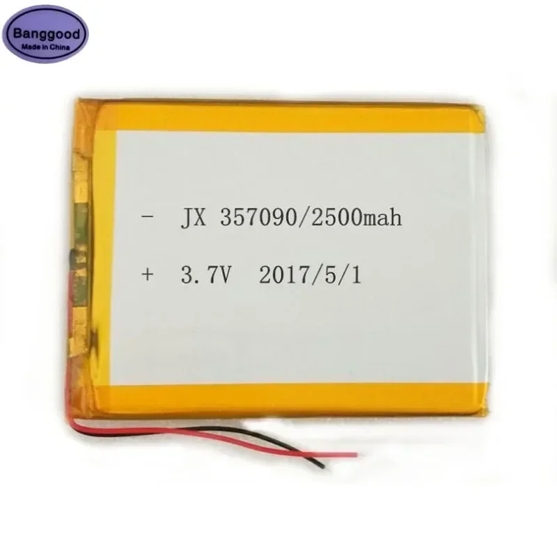 1PC 2500mAh 3.7V 357090 Lipo Polymer Lithium Rechargeable Li-ion Battery Cells For 7