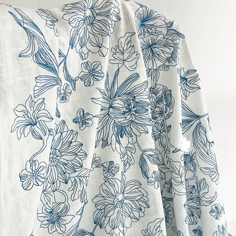 Embroidered Blue and White Porcelain Jacquard Retro Curtains Tablecloths Dresses Clothing Designers Chinese Style Shirt Fabrics