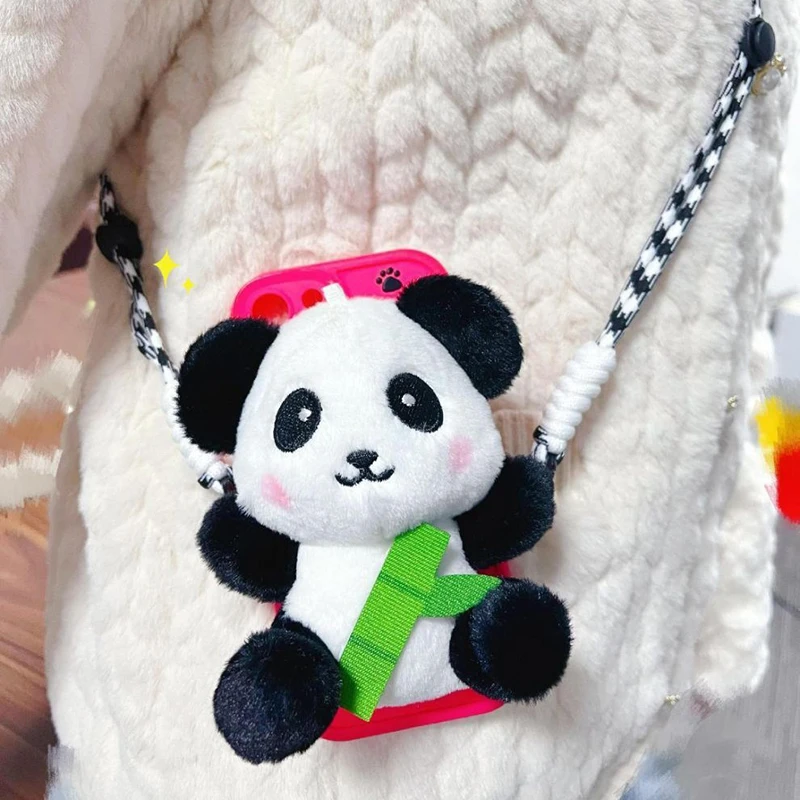 Cartoon Plush Doll Phone Back Clip Lanyard Portable Universal Case Crossbody Shoulder Anti-lost Neck Strap Neck Cord Clip Hang