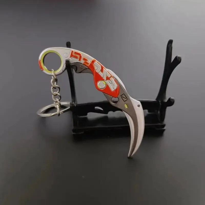 9cm Valorant Melee Reaver Weapon Model Keychain for Men Velocity Karambit Skin Metal Pendant Key Ring Fans Collectible Jewelry