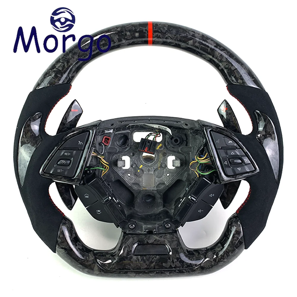Racing Style Design Custom Forged Carbon Fiber Steering Wheel with Paddles for Chevrolet Camaro SS Rs Zl1 Z06 2015 2016 2017