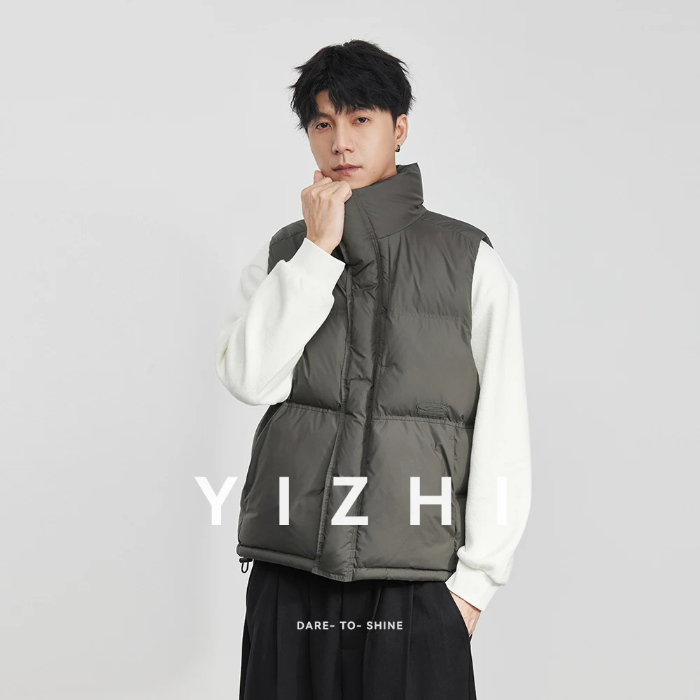 

Модный мужской жилет без рукавов с воротником-стойкой, однотонный универсальный хлопковый жилет, новинка зимы 2025 года, утепленная теплая куртка