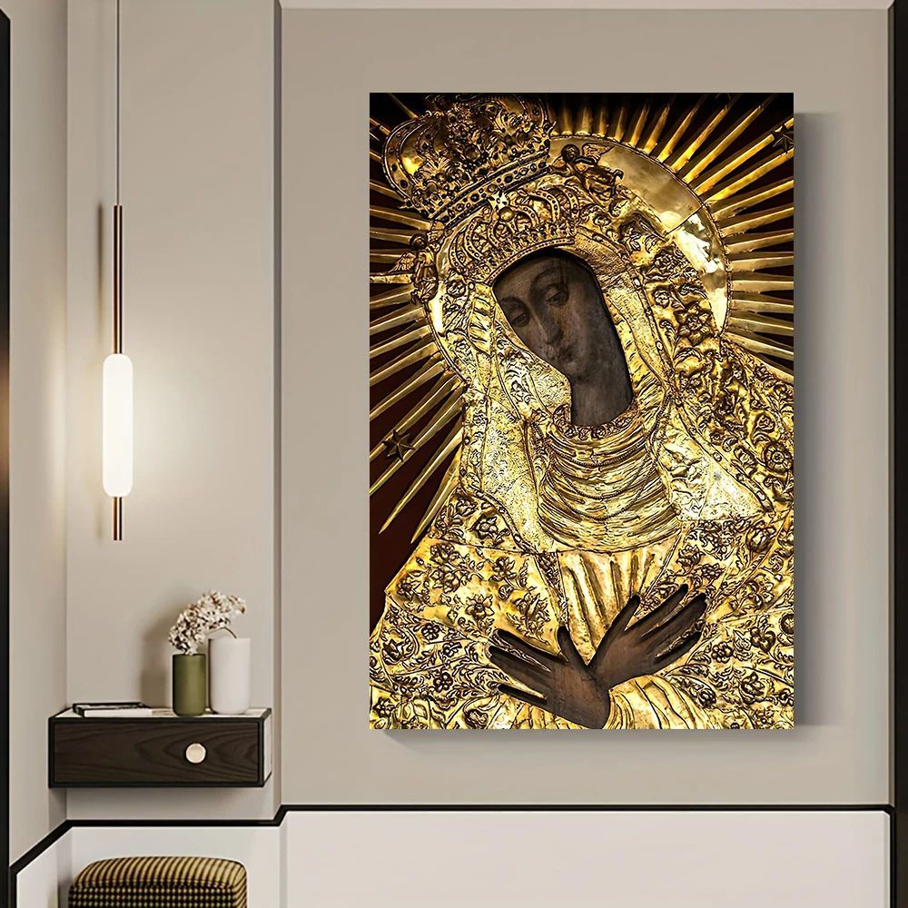 Classic Abstract Wall Art Black Virgin Mary Polish Madonna HD Canvas Print Poster Home Living Room Entrance Decoration