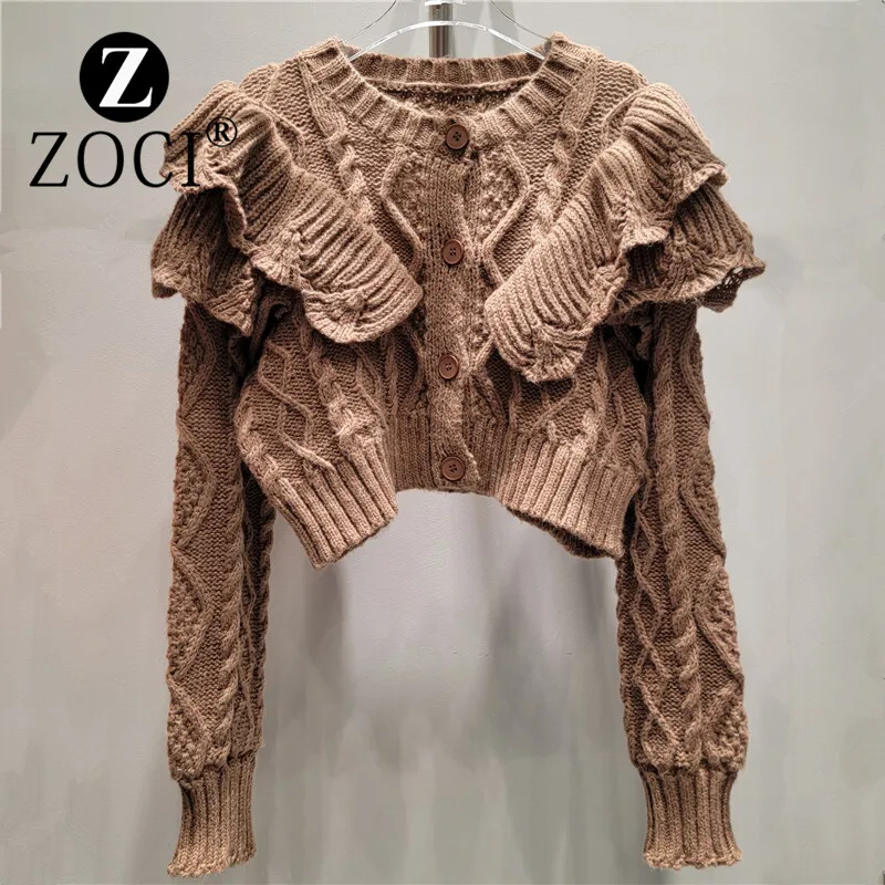 [Zoci]-Pull à volants à coutures polyvalentes pour femmes, RapIndustry, Pâte frite, Design Twists, 2024