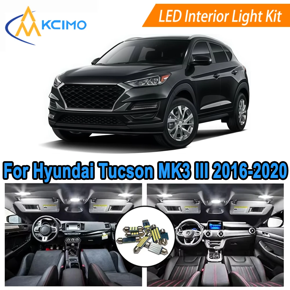 

LED Interior Bulb Set For Hyundai Tucson MK3 III (2016-2020) Bright White/Blue Dome Map Door License Lights Easy Installation