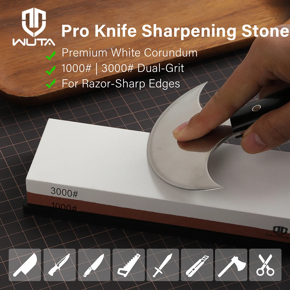 WUTA Professional Knife Sharpener Whetstone Sharpening Stones White Corundum 1000/3000 Grit Water Grinding Stone Leather Tools