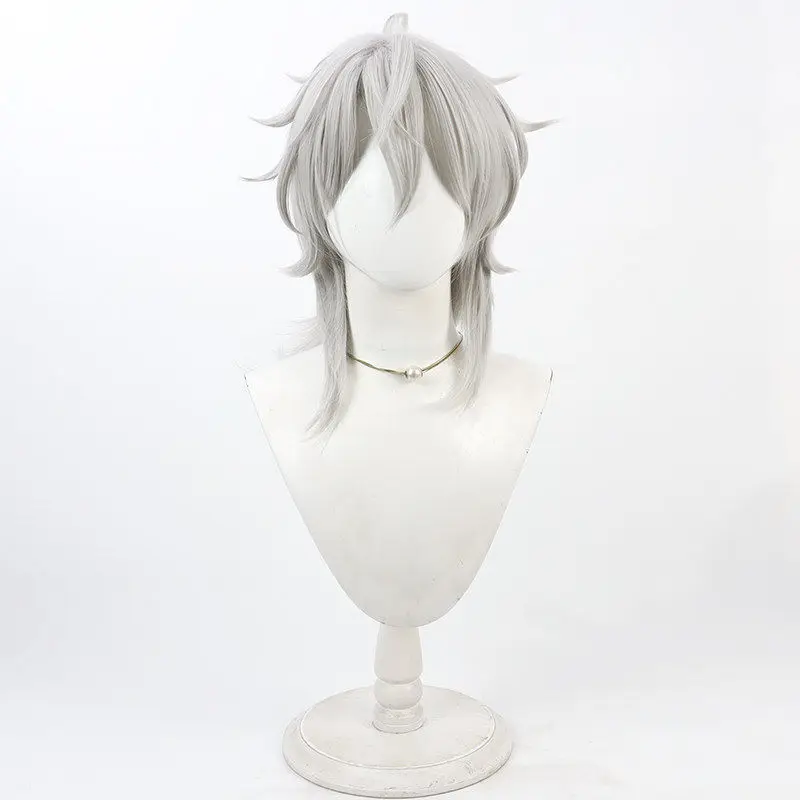 Domeki Kuguri Cosplay Wig 18TRIP Gray Short Heat Resistant Synthetic Hair Halloween Party Role Play Carnival + Free Wig Cap view 4