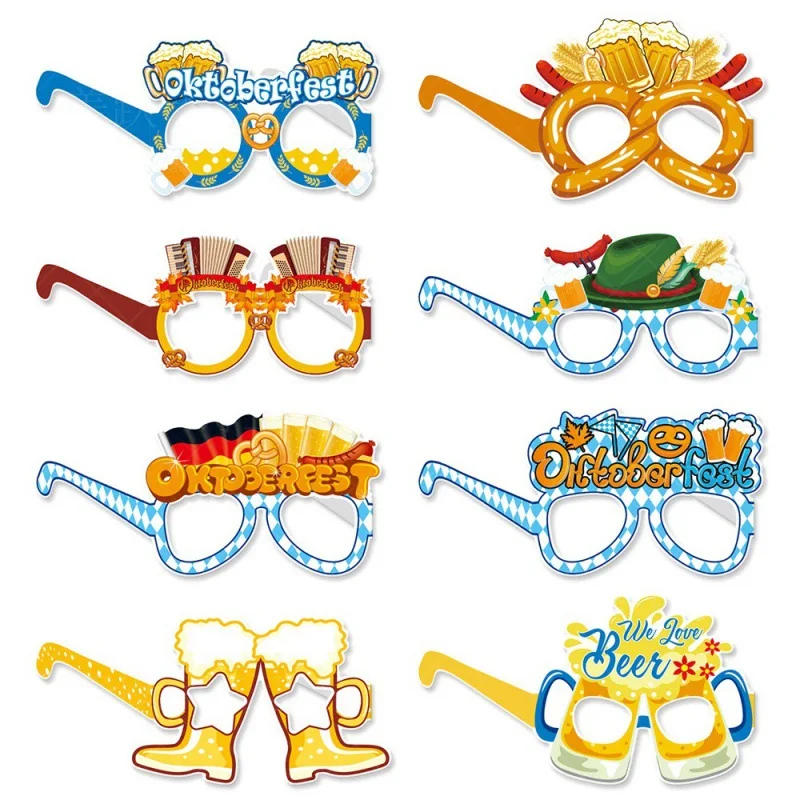 Munich Oktoberfest Paper Glasses,Germany Oktoberfest Decoration Photo Props, October Photo Dress Up,8pcs