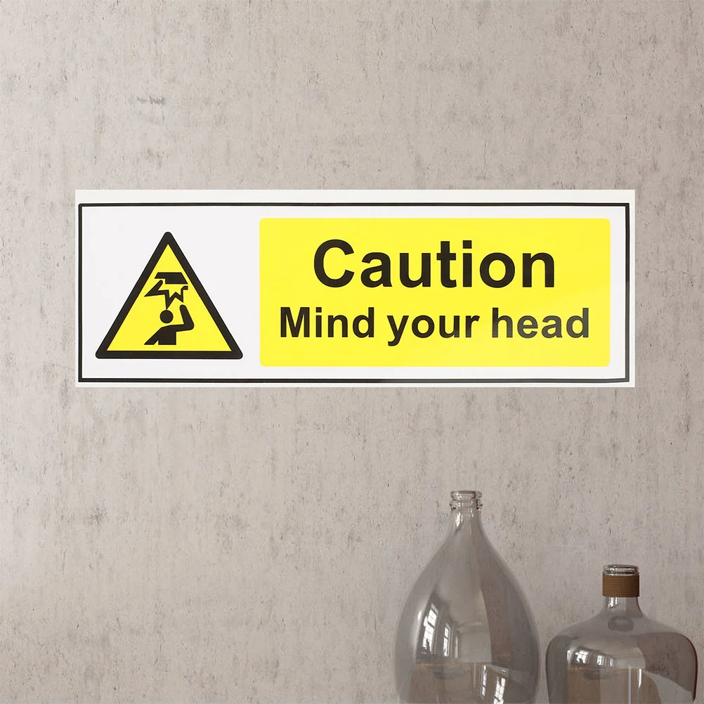 

2 Pcs Signage Stickers Signs Wall Caution Low Ceiling Self Adhesive Warning Applique