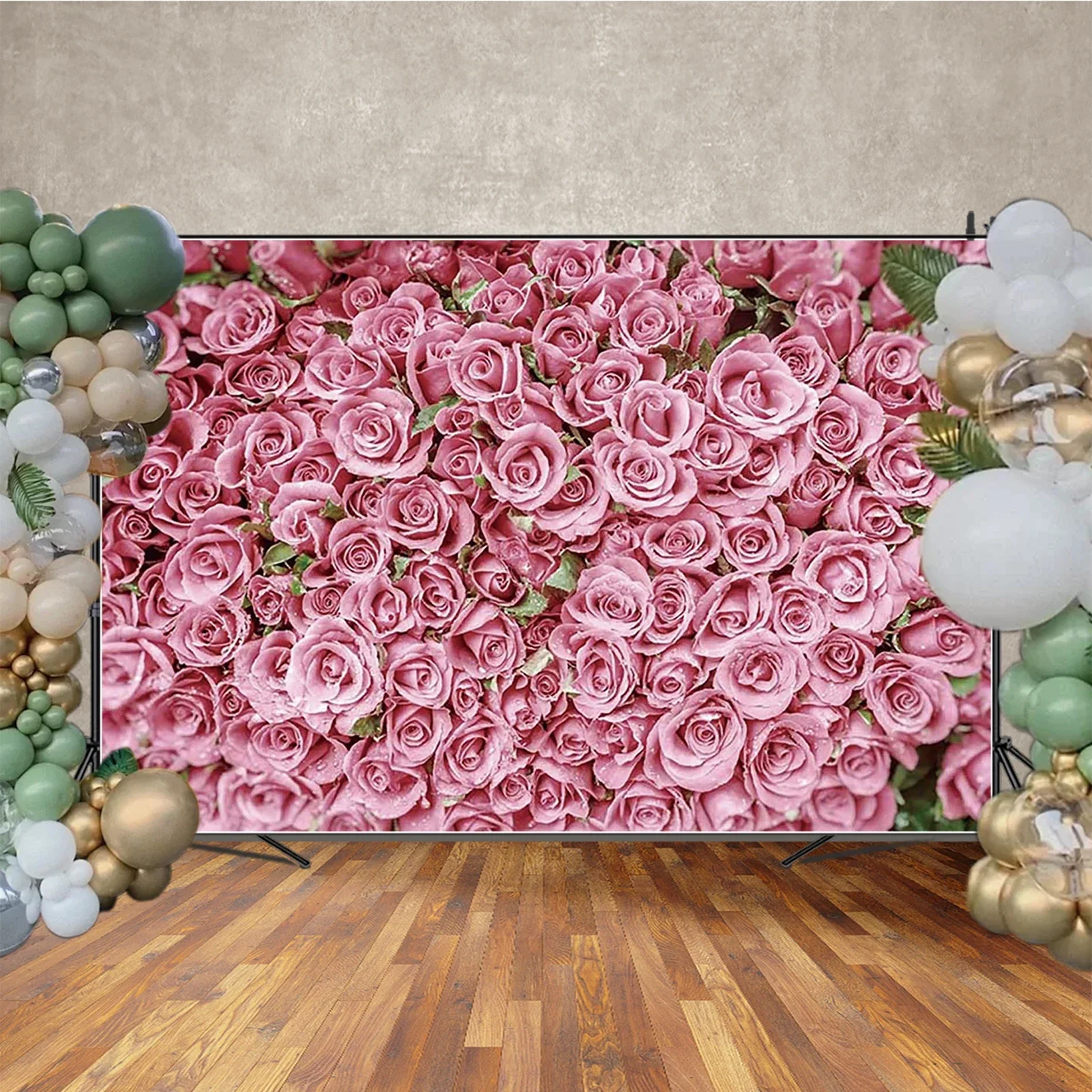 MOON.QG San Valentino 14 febbraio Sfondo fotografico Parete floreale Rosa rossa Photocall Sfondo Baby Studio Photocall Puntelli