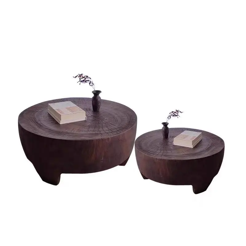 

Log solid wood coffee table modern stool household simple round bed and breakfast table living room furniture balcony