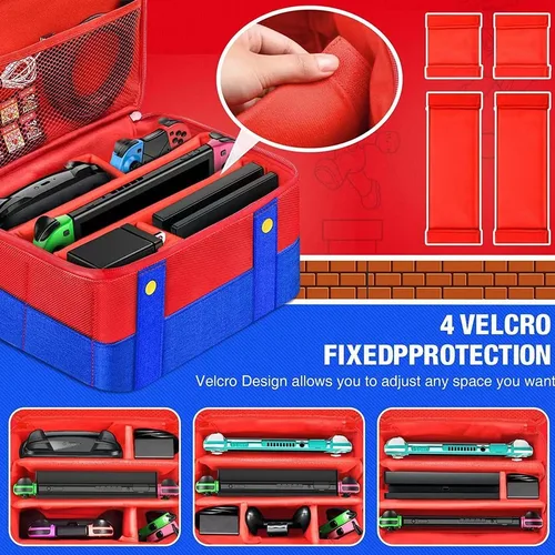 Imagen 2 del producto Estuche de almacenamiento grande para Nintendo Switch 2 Mario, bolso de mano portátil para Switch Oled, accesorios de juego, bolsa con asa