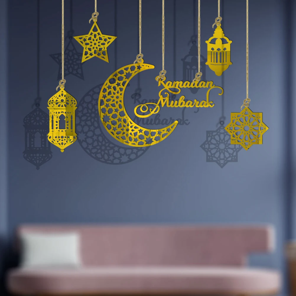 

1Set Eid Bunting Pendants Creative Muslim Festival Hanging Decor Ramadan Party Supplies Background Ornament Ramadan Scene