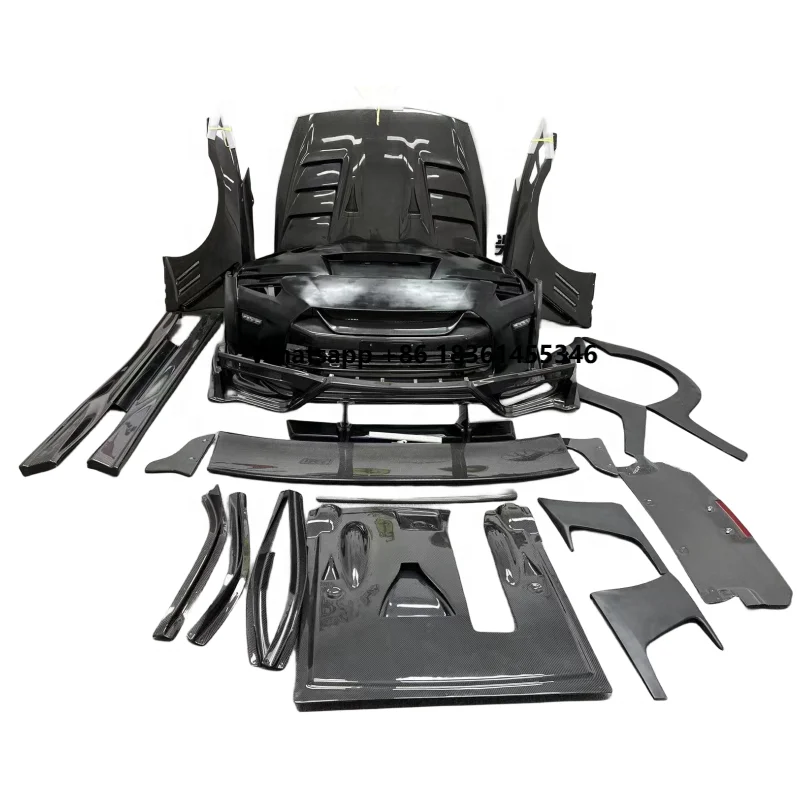 For  2008-2016 Upgrades Carbon Fiber TOP Style Front Bumper Rear Bumper Diffuser Side Skirt hood GTR GTR35 R35 Body Kit