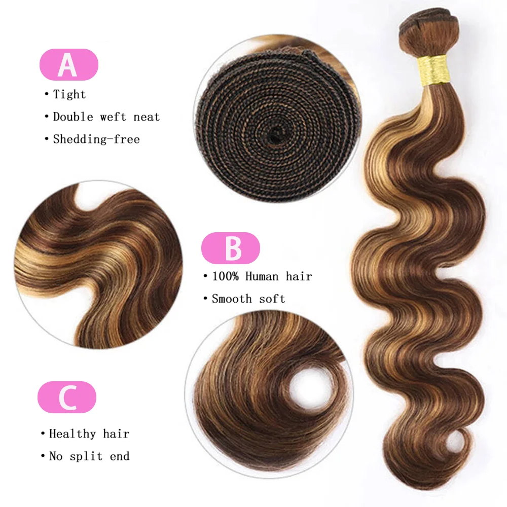 Doczepy typu Body Wave ludzkie włosy z zamknięciem 100% nieprzetworzone ludzkie włosy do przedłużania przedniego 13x4 HD koronki brazylijskie włosy P4/27