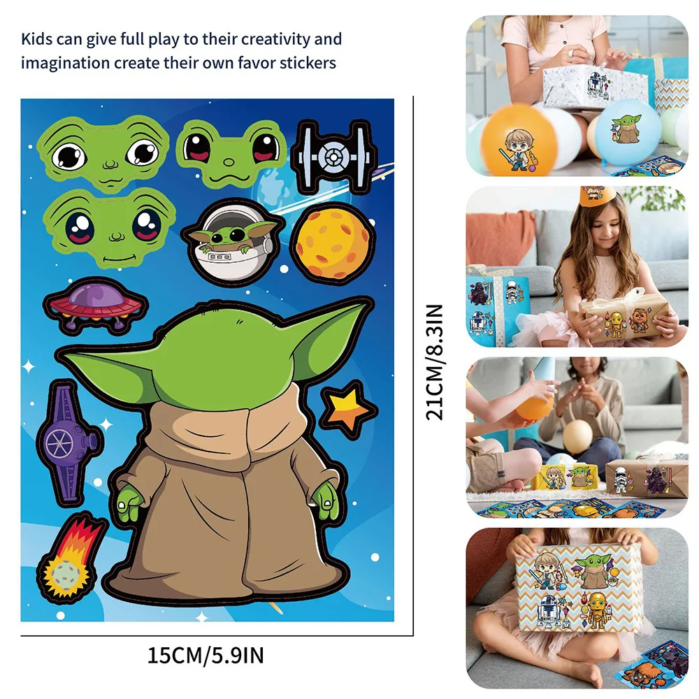 8/16Sheets Disney Cool Star Wars Cartoon Puzzle Sticker DIY Phone Laptop Luggage Skateboard Graffiti Decals Fun for Gift