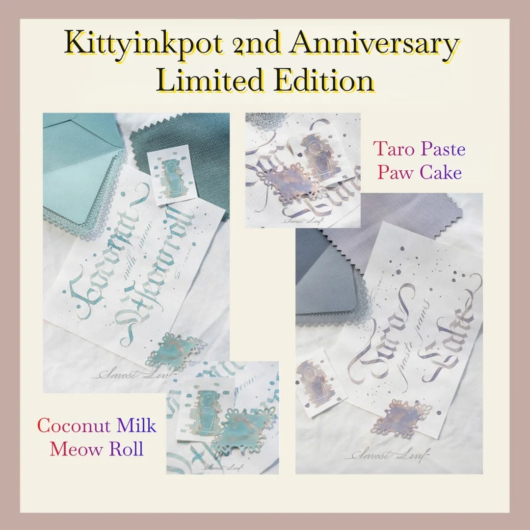 

Kittyinkpot 2nd Anniversary Limited Edition| Coconut Milk Meow Roll & Taro Paste Paw Cake | Pen Ink Color Ink Chromatography Ink