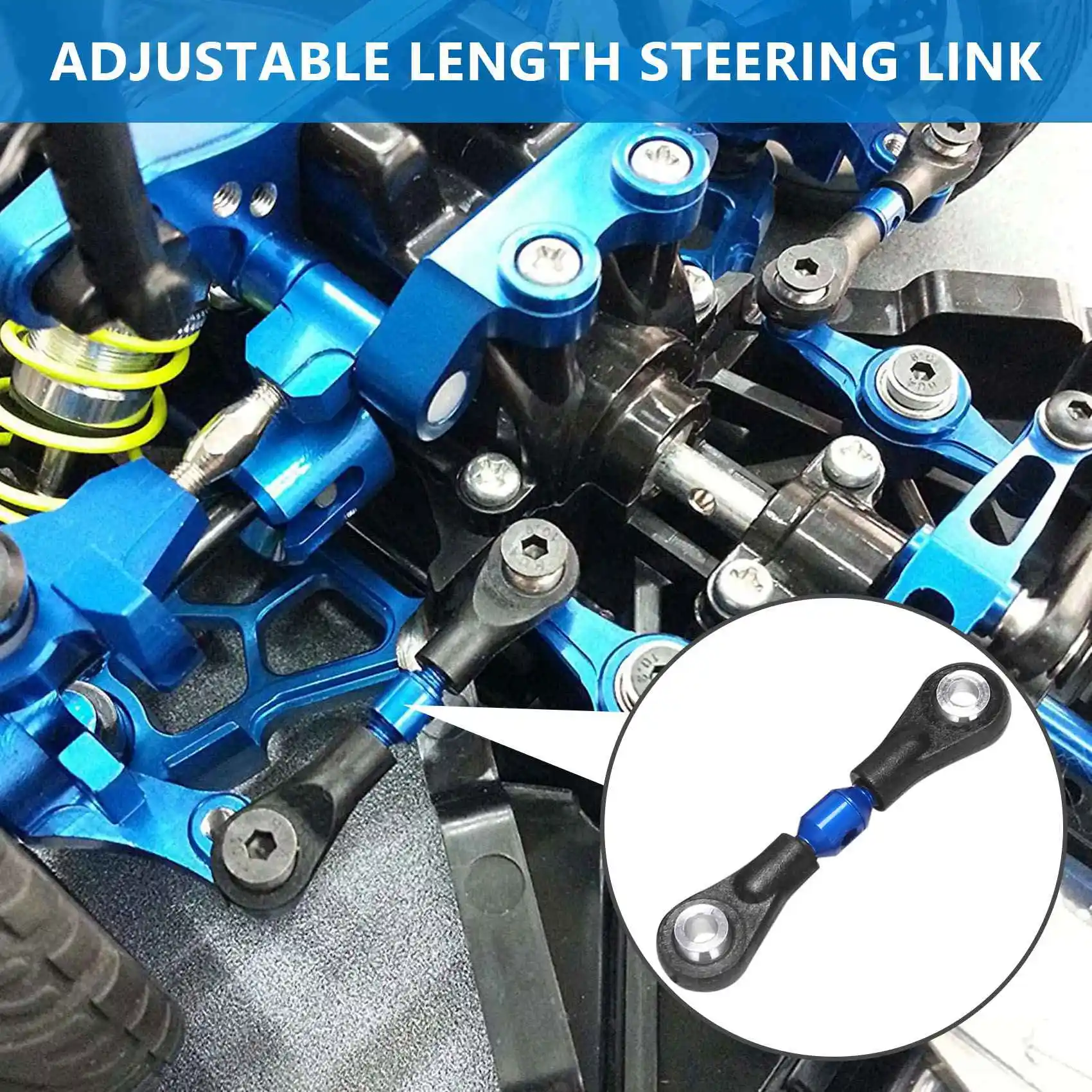 3Pcs Metal Steering Tie Rod Link Rod for Tamiya TT02 TT02T 1/10 RC Car Parts Accessories,Blue