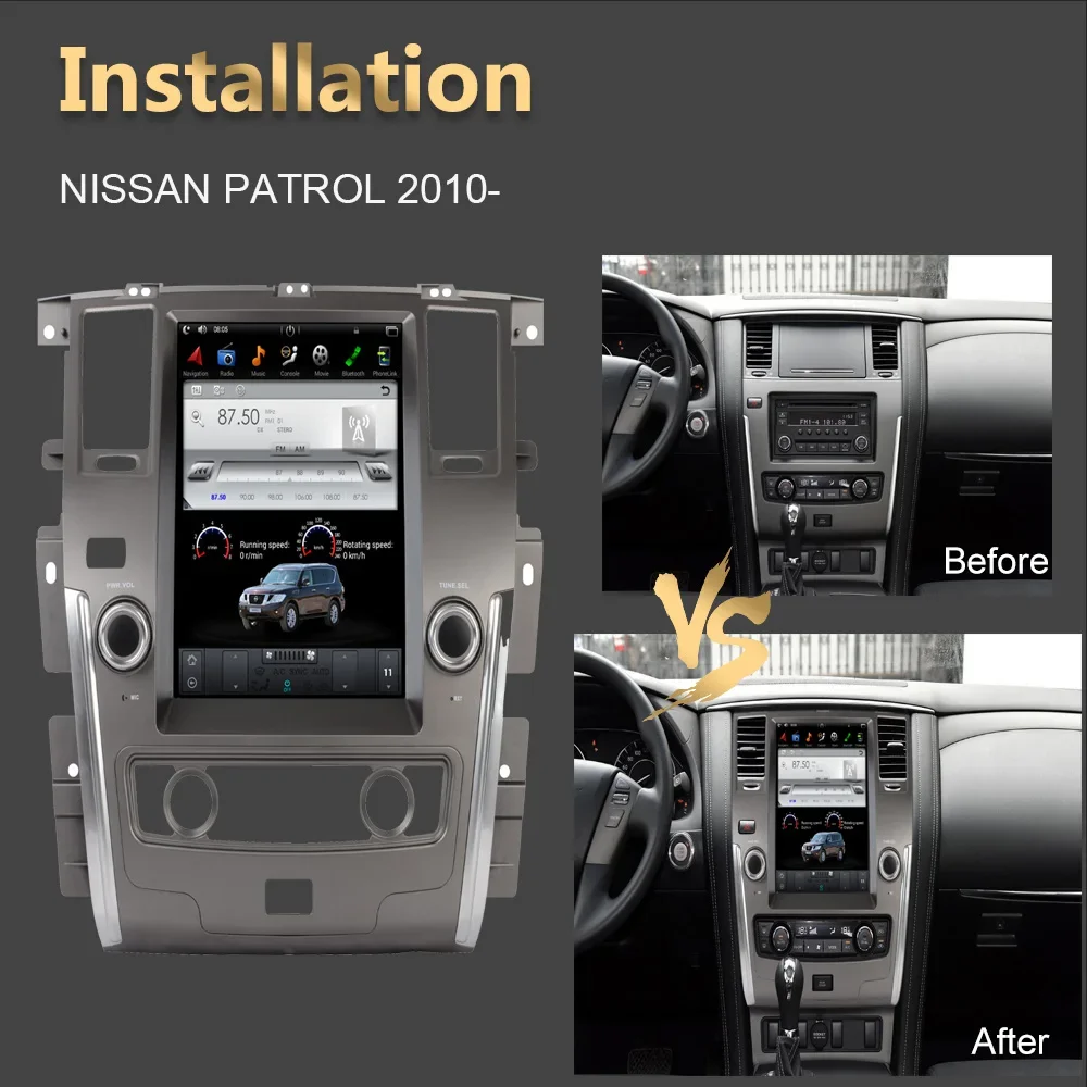 Android Car GPS Navigation Tesla Style For NISSAN PATROL 2010- Auto Radio Stereo Multimedia Player With BT WiFi Mirror Link