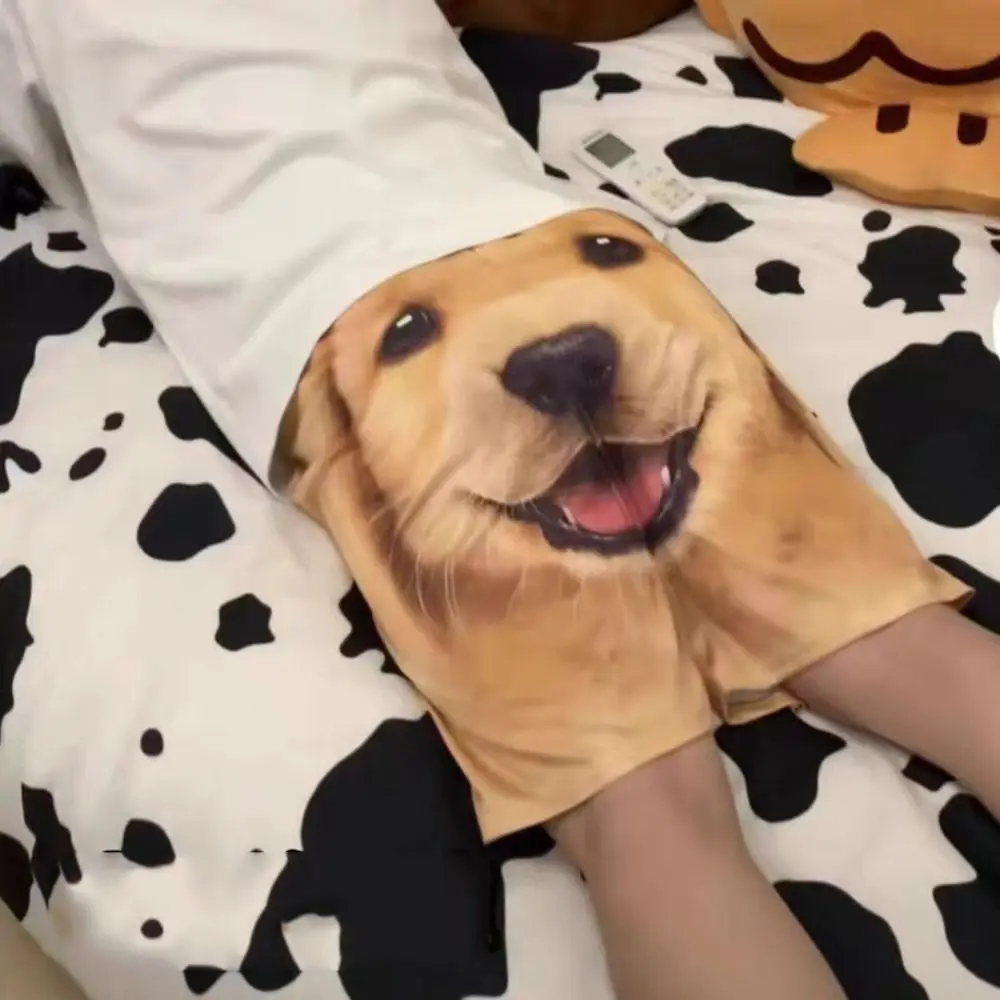 High Quality Dog Head Shorts New Cute Golden Retriever Husky Print Couple Five-quarter Pants Funny Quick-drying Shorts
