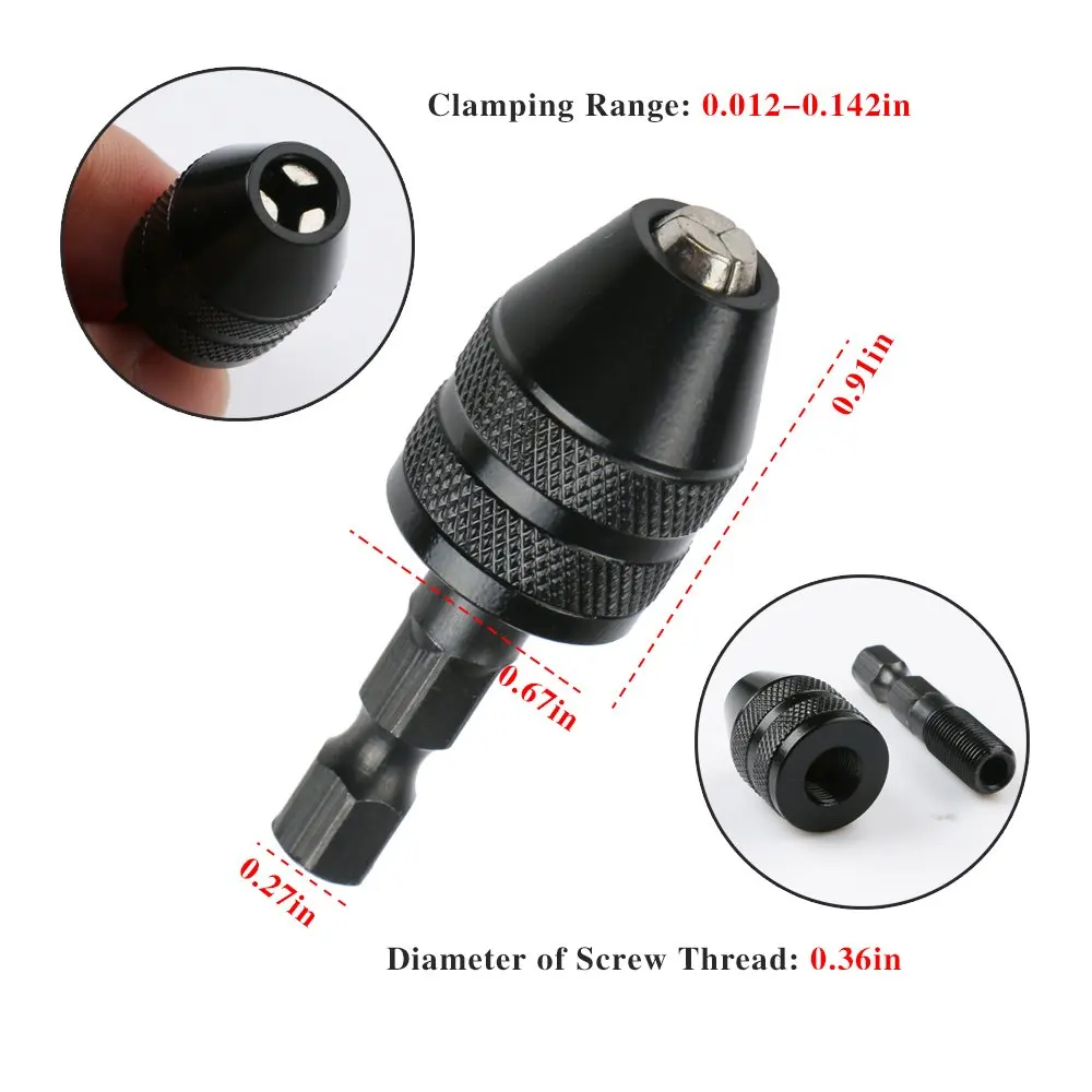 1st Multi Keyless Boorkop 0.3-3.6Mm Conversiegereedschap 1/4 "Hex Schacht Snel Vervangen Adapter Chuck Converter Voor Elektrische Boor