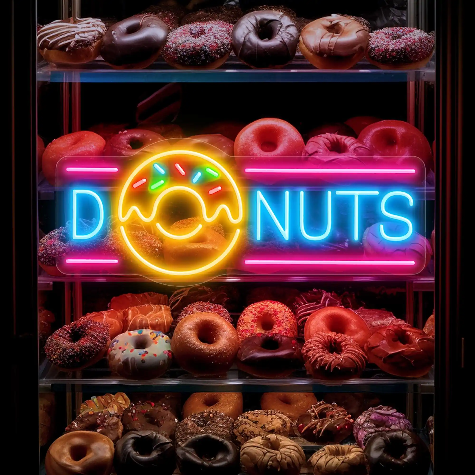 Big Size Donut Dessert Neon Sign Aesthetics Shop Wall Art Decor Sweet Donut Sign Business Shop Food Bakery Room Decor